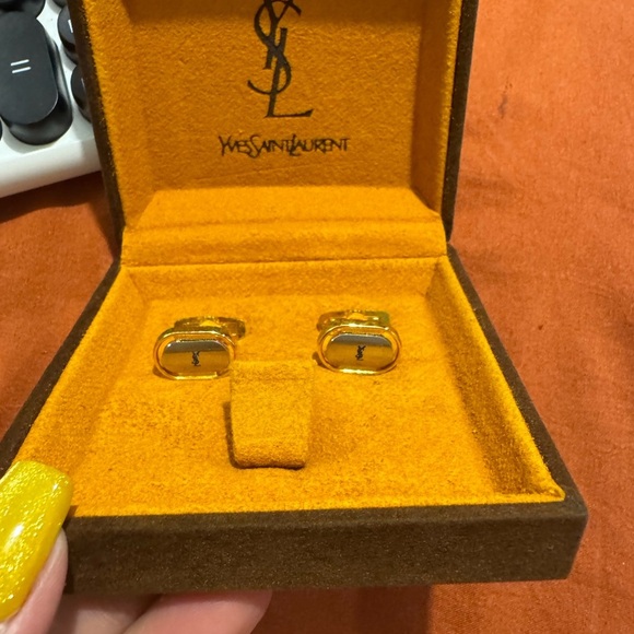 Yves Saint Laurent Gold Cufflinks - Picture 1 of 4